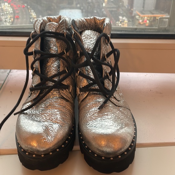 Montelliana 1965 Claudine in crinkle metallic silver size eu 38 /us 7.5 - Picture 3 of 6